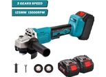 Smerigliatrice Angolare A Batteria - Senza Spazzole 125 Mm 1000 W - 3 Velocità - Compatibile Con Batteria Da 18 V - 2 Batterie Incluse - Oro