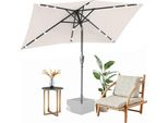 Izrielar 140X210M Ombrellone UV50+ Inclinabile Protezione Solare Ombrellone Da Giardino Ombrellone Da Spiaggia Led Solare, Pieghevole, Telo Con Rivestimento Pa, Beige