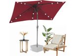 Izrielar 140X210M Ombrellone UV50+ Inclinabile Protezione Solare Ombrellone Da Giardino Ombrellone Da Spiaggia Led Solare, Pieghevole, Telo Con Rivestimento Pa, Rosso