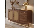 Credenza HWC-P52, Armadio Cassettiera Highboard, Cassetti Vani Portaoggetti, Polyrattan Mdf Melamina 80X120X40 Cm ~ Marrone