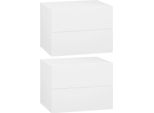 Comodino Da Parete - Set Da 2 - Design Sospeso - Con 2 Cassetti - Legno Massello - Dimensioni 40×30×30 Cm - Verde