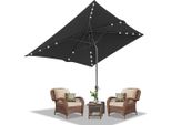 Izrielar Ombrellone 200X300M UV50+ Protezione Solare Ombrellone Da Giardino Ombrellone Da Spiaggia Led Solare, Pieghevole, Telo Con Rivestimento Pa, Grigio
