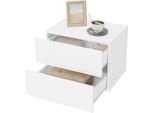 Comodino Da Parete - Comodino Sospeso - 2 Cassetti - Legno Massello - 40X30X30 Cm - 1 Pezzo - Stile Marocchino Moderno - Blu