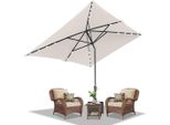 Izrielar Ombrellone 200X300 M Protezione Solare UV50+ Ombrellone Da Giardino Ombrellone Da Spiaggia Led Solare, Pieghevole, Telo Con Rivestimento Pa, Beige