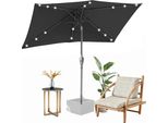 Izrielar 140X210M Ombrellone UV50+ Inclinabile Protezione Solare Ombrellone Da Giardino Ombrellone Da Spiaggia Led Solare, Pieghevole, Telo Con Rivestimento Pa, Grigio