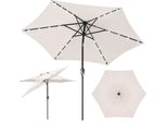 Izrielar Ombrellone Da 2,7 M UV50+ Inclinabile Protezione Solare Ombrellone Da Giardino Ombrellone Da Spiaggia Led Solare, Pieghevole, Telo Con Rivestimento Pa, Beige