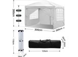 Izrielar Gazebo 3X3M Gazebo Pieghevole Borsa Impermeabile Protezione Uv 50+ Gazebo Da Giardino Pop-Up Tenda Da Giardino Tenda Per Feste Bianca