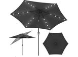 Izrielar Ombrellone Da 2,7 M UV50+ Inclinabile Protezione Solare Ombrellone Da Giardino Ombrellone Da Spiaggia Led Solare, Pieghevole, Telo Con Rivestimento Pa, Grigio