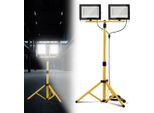 Izrielar Led Faro Da Cantiere 100W, Faro Con Treppiede E Cavo Da 3 M Con Spina, Faro Da Esterno Bianco Freddo, Lampada Da Lavoro IP66 Impermeabile