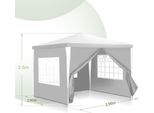 Izrielar Gazebo 3X3M Con Pareti Laterali Borsa Impermeabile Protezione Uv 50+G Gazebo Da Giardino Tenda Da Giardino Tenda Da Festa Bianco
