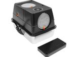 Lettiera Per Gatti Con Coperchio - Lettiera Chiusa - Filtro Antiodore Con Carbone Attivo - Fondo Antiscivolo - Facile Da Pulire - Acciaio Inossidabile + Pp + Abs - Nero