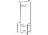 Appendiabiti - Appendiabiti Indipendente - Due Ripiani - Quattro Ganci - Metallo - Dimensioni 57×30×165 Cm - Capacità Di Carico Circa 15 Kg - Marrone Caffè