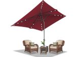 Izrielar Ombrellone 200X300 M Protezione Solare UV50+ Ombrellone Da Giardino Ombrellone Da Spiaggia Led Solare, Pieghevole, Telo Con Rivestimento Pa, Rosso