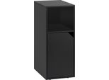 Comodino / Tavolino - Stretto - Con Ante - Ripiano Aperto - Ripiano Regolabile - Legno Mdf - Nero