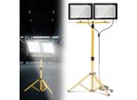Izrielar Faretto Da Cantiere A Led 200W, Faretto Con Treppiede E Cavo Da 3 M Con Spina, Faretto Da Esterno Bianco Freddo, Lampada Da Lavoro IP66 Impermeabile