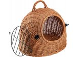Cestino Da Trasporto Per Animali Domestici - Cestino - Fibra Intrecciata - 42 Cm - Chiusura Con Bottoni - Per Gatti E Cani Di Piccola Taglia - Marrone