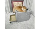 Lettiera Per Gatti - Lettiera Con Coperchio - Ingresso Frontale E Uscita Superiore - Cassetto E Paletta - Pieghevole - Extra Large - Bianca