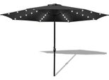 Ombrellone Izrielar 3,5 M UV50+ Protezione Solare Ombrellone Da Giardino Ombrellone Da Spiaggia Led Solare, Non Pieghevole, Telo Con Rivestimento Pa, Grigio