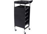 Carrello Da Parrucchiere/Salone - Carrello - 5 Cassetti - Supporto Per Asciugacapelli - 4 Rotelle - Acciaio Inossidabile + Abs - Portata 30 Kg Nella Parte Superiore, 20 Kg/Cassetto - Nero