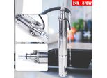 Pompa Per Pozzi Profondi - Pompa Sommersa Per Pozzi Trivellati - 24 V 16 A - Prevalenza Fino A 65 M - Uscita 2,54 Cm - Ø 7,6 Cm - 2860 Giri/Min - Spina Ue - Argento