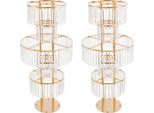 Portafiori In Cristallo - Colonna A 5 Livelli - Set Da 2 - Base Rotonda - Altezza 110 Cm - Ferro E Acrilico - Matrimonio E Festa - Oro