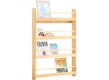 KMB08-N - Libreria Per Bambini - 4 Ripiani - 80×118×12 Cm - Legno - Per Libri, Giocattoli, Decorazioni - Richiede Assemblaggio - Marrone Caffè