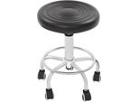 Sgabello Con Rotelle - Sedia Girevole - Regolabile In Altezza - Girevole A 360° - 5 Rotelle - Portata 150 Kg - Seduta Ergonomica - Telaio In Acciaio - Nero