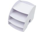 Organizer Da Scrivania - Portadocumenti - Pvc Rinforzato - Ripiano Superiore Con Scomparti Multipli - Ufficio/Scuola/Casa - 25,2×35,6×29,3 Cm - Bianco