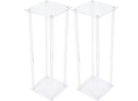 Portafiori In Acrilico - Supporto Da Tavolo Quadrato - Set Da 2 - 20X20X60 Cm - 6 Kg Per Supporto - Per Matrimoni E Feste - Trasparente