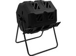 Contenitore Per Compost Da Esterno - Compostiera A Tamburo 160 L - Doppia Camera - Tamburo Rotante - Pp E Telaio In Acciaio Zincato - 70×60×93 Cm - Grigio Chiaro
