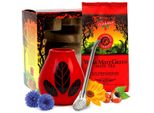 Set Regalo Mate Green Yerba Mate-Tè Mas Energia Guarana Con Guaranà 400 G - Hoja Rot Mate-Tè Tazza 350 Ml Ceramica - Bombilla 19 Cm