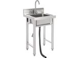 Lavello Da Cucina Professionale - Lavello Indipendente Con Vasca Singola - Acciaio Inossidabile - Rubinetto Girevole A 360° - 2 Fori