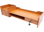 Supporto Per Monitor - Rialzo Per Schermo Con Cassetto - Scomparti Laterali 17,5×16,5 Cm - Portata 5 Kg - Dimensioni 48×20×13,5 Cm - Per Monitor/Laptop Da 25–51 Cm - Mdf - Marrone