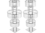 Portafiori In Cristallo - Colonna Decorativa - 5 Livelli - Set Da 2 - Altezza 110 Cm - Base Quadrata - Argento