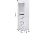 Armadio Da Bagno - Armadio Sottile Con 3 Ripiani - Portarotolo Integrato - Indipendente - Pvc - 3 Kg Per Ripiano - Bianco