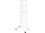 Soprammobile Per Piante - Scaffale Per Piante Con Rotelle - 6 Ripiani - Metallo - 42×22×112 Cm - Per Interni/Esterni - Richiede Assemblaggio - Bianco