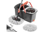 Mop Rotante Con Secchio - Set Mop E Secchio - Capacità 18 L - Sistema A Doppia Camera - Strizzatore Rotante - Testina In Microfibra - Testina Orientabile