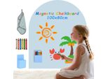 Lavagna Magnetica 3 In 1 Per Bambini - Lavagna Adesiva Da Parete/Lavagna In Ardesia - Con Gessetti Pastello - Apprendimento Montessori - Nero