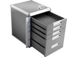 Organizer Per Cassetti Da Scrivania - Cassettiera - 5 Cassetti - Lega Di Alluminio - Chiusura Con Etichette - Indipendente - 31,5 X 35 X 40,5 Cm - Grigio