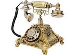 Telefono Retrò - Telefono Da Tavolo Con Disco Combinatore - Resina Intagliata - Stile Antico - Decorazione - Colore Oro