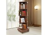 Libreria In Legno Massello - Ruotabile A 360° - 4 Ripiani - 16 Scomparti - Mobile - Da Montare