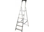 Scala A Pioli In Alluminio - Pieghevole - 6 Gradini - Portata 125 Kg - Ripiano Porta Attrezzi E Ganci