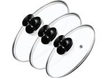 Coperchi In Vetro - Set - Per Pentole E Padelle - Tre Pezzi - 22/26/30 Cm