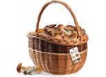 Cesto Di Vimini Intrecciato - Cesto Per Funghi E Picnic - Grande Capienza - Manico Robusto - Per La Spesa E La Frutta - Materiale Naturale