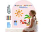 Lavagna Magnetica Per Bambini - Lavagna Adesiva 3 In 1 - Montessori - Con Gessetti - Colori Pastello - Beige