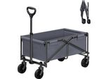 Carrello Pieghevole - Carrello Di Trasporto - Maniglia Regolabile - Capacità Di Carico 80 Kg - Per Giardino, Campeggio, Spiaggia E Shopping - Grigio