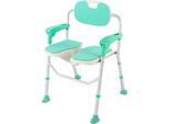 Sedia Da Doccia - Sedia Da Bagno Con Schienale E Braccioli - Regolabile In Altezza - Portata 150 Kg - Per Anziani E Donne In Gravidanza - Blu