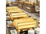 Scaldavivande Chafing Dish - Set Da 4 - 10 L - Quadrato - Acciaio Inossidabile 201 - Per Buffet, Catering, Matrimoni E Feste - Marrone