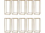 Portafiori - Portafiori Da Tavolo Geometrico - Set Da 10 - Altezza 60 Cm - Base 24×24 Cm - Ferro - Capacità Di Carico 10 Kg - Matrimonio E Festa - Oro