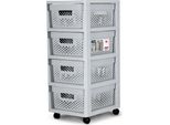 Scaffale A Torre - Modulo A Cassetti Con 4 Cassetti - Volume 4×11 L (44 L) - Plastica - Indipendente